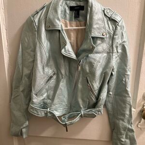 Forever 21 Light Green Faux Leather Jacket